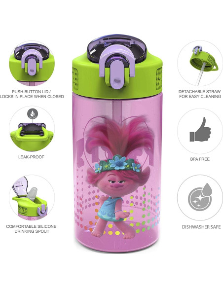 Botella de Agua Infantil Zak Designs Trolls 0.47L