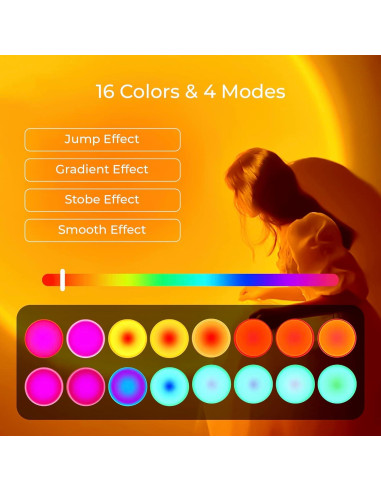 Proyector de Lámpara de Atardecer Genérico 16 Colores RGB Control Remoto