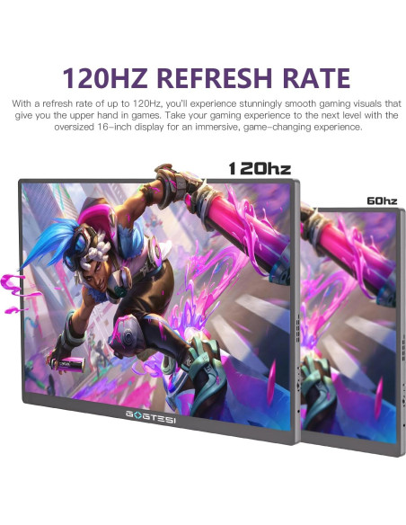 Monitor Portátil 16" Gogtesi 2.5K QHD 120Hz HDR 400nits