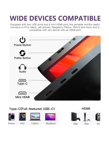 Monitor Portátil 16" Gogtesi 2.5K QHD 120Hz HDR 400nits