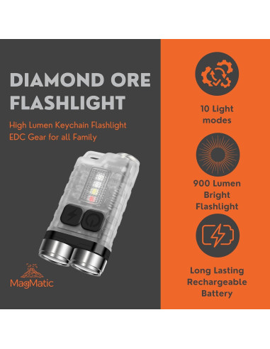 Linterna Mini Recargable MagMatic V3 - 900 Lúmenes, UV