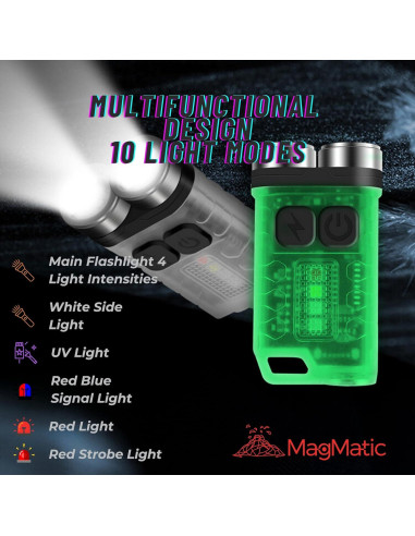 Linterna Mini Recargable MagMatic V3 - 900 Lúmenes, UV