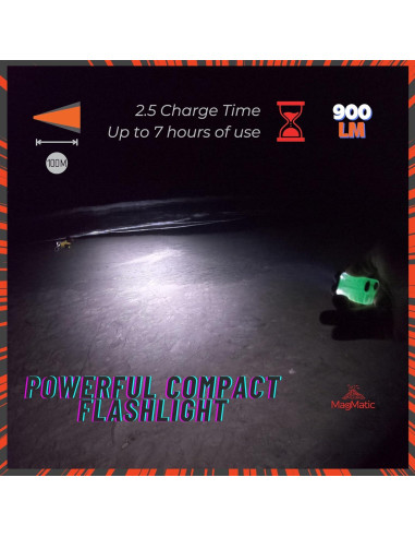 Linterna Mini Recargable MagMatic V3 - 900 Lúmenes, UV
