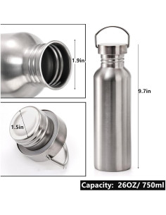 Yopay 2 Botellas de Agua Deportivas Acero Inoxidable 750ml 2