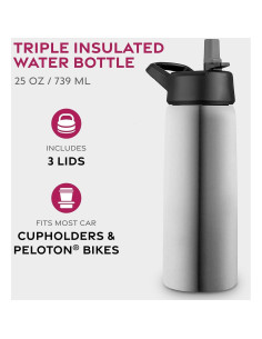 Botella de Agua Aislada BREFR 25 Oz Acero Inoxidable Plateado 2