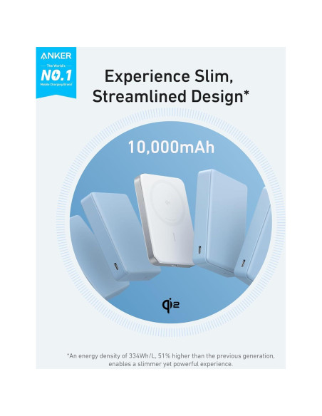 Banco de Energía Anker MagGo 10,000mAh Carga Inalámbrica 15W