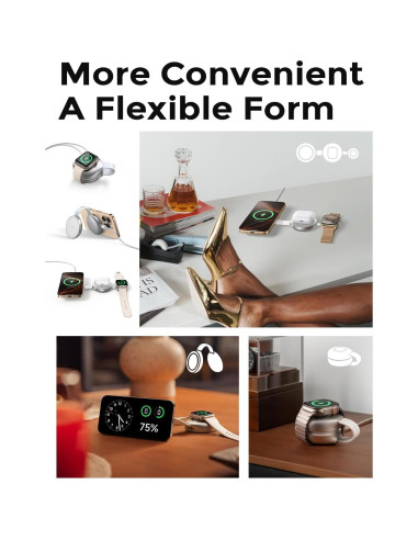 Cargador Inalámbrico 3 en 1 LISEN 15W Qi2 para Apple