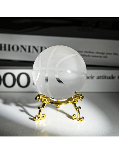 Esfera de Cristal Decorativa LONGWIN 60mm con Soporte Dorado