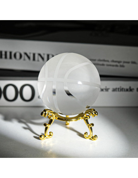 Esfera de Cristal Decorativa LONGWIN 60mm con Soporte Dorado