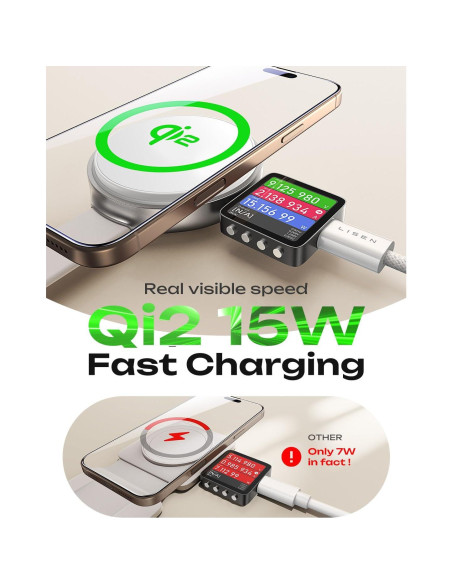 Cargador Inalámbrico 3 en 1 LISEN 15W Qi2 para Apple