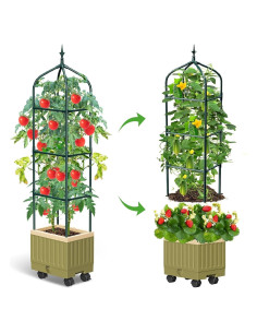 Caja de Plantas Elevada MQJIAZHI con Enrejado y Autorriego 68cm