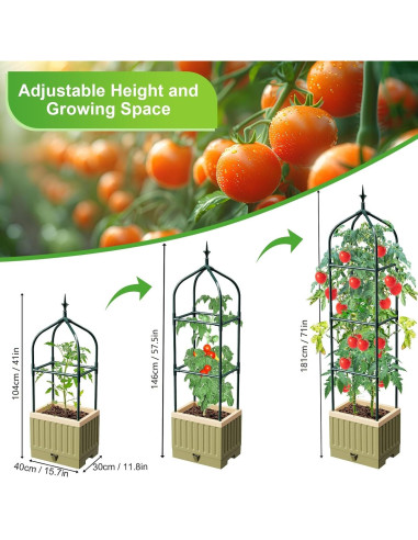 Caja de Plantas Elevada MQJIAZHI con Enrejado y Autorriego 68cm