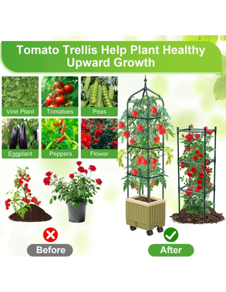 Caja de Plantas Elevada MQJIAZHI con Enrejado y Autorriego 68cm Caja de Plantas Elevada MQJIAZHI con Enrejado y Autorriego 68cm
