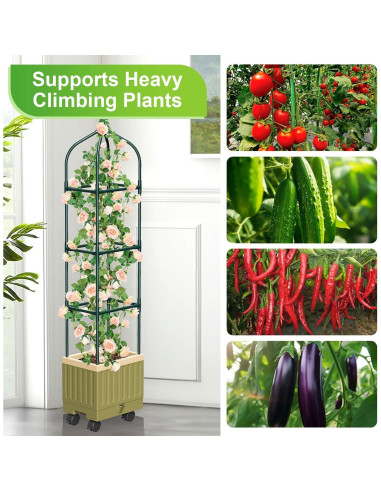 Caja de Plantas Elevada MQJIAZHI con Enrejado y Autorriego 68cm