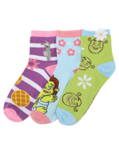 Calcetines de mujer Bioworld Shrek 3 pares con flores 3D