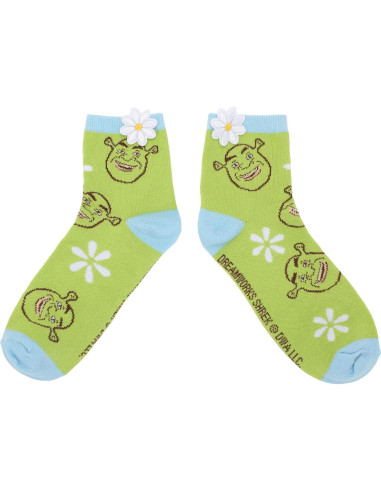 Calcetines de mujer Bioworld Shrek 3 pares con flores 3D