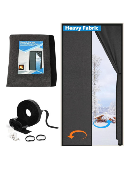Cortina de Puerta Aislante Magnética HOMWMPA 86x210 cm Gris