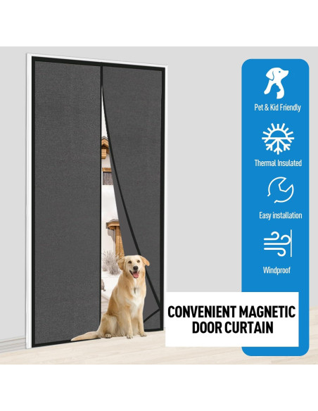 Cortina de Puerta Aislante Magnética HOMWMPA 86x210 cm Gris