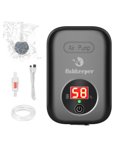 Bomba de aire recargable Fishkeeper 1500mAh para acuario 5-80 gal