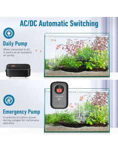 Bomba de aire recargable Fishkeeper 1500mAh para acuario 5-80 gal 2