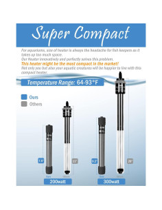Calentador de Acuario 200W AquaMiracle Súper Corto LED 20-40 Gal 2