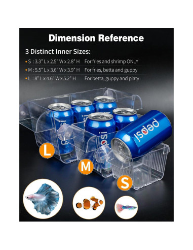 Caja de Cría Mediana Pawfly para Alevines de Peces 14x9.1x9.9cm