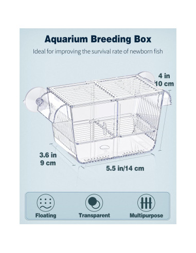 Caja de Cría Mediana Pawfly para Alevines de Peces 14x9.1x9.9cm