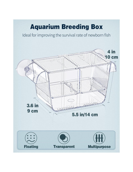 Caja de Cría Mediana Pawfly para Alevines de Peces 14x9.1x9.9cm