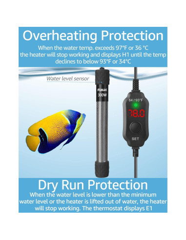 Calentador de Acuario 300W Waayon con Pantalla Digital LED