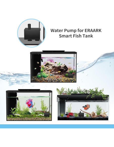 Bomba de Agua Silenciosa ERAARK 50GPH 190L/H para Acuario