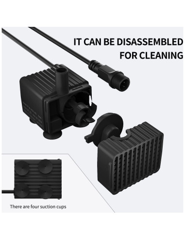Bomba de Agua Silenciosa ERAARK 50GPH 190L/H para Acuario