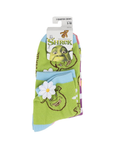 Calcetines de mujer Bioworld Shrek 3 pares con flores 3D