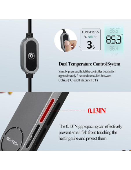Calentador de Acuario Sumergible Boxtech 100W para 45-95L