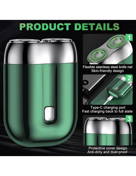 Mini Afeitadora Eléctrica Doble Cabezal Genérico USB Verde