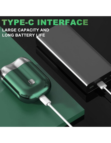 Mini Afeitadora Eléctrica Doble Cabezal Genérico USB Verde