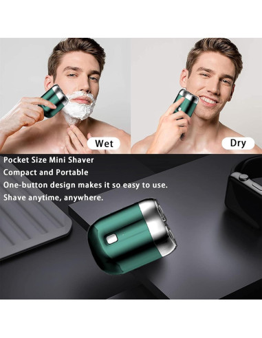 Mini Afeitadora Eléctrica Doble Cabezal Genérico USB Verde