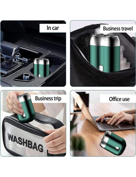 Mini Afeitadora Eléctrica Doble Cabezal Genérico USB Verde