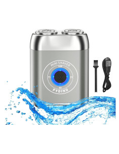 Mini Afeitadora Eléctrica Doble Cabezal USB-C Impermeable Plata