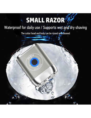Mini Afeitadora Eléctrica Doble Cabezal USB-C Impermeable Plata