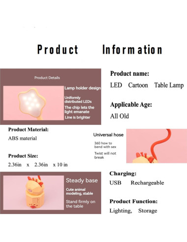 Lámpara de Escritorio LED Atigmdc Plegable Recargable USB Amarillo