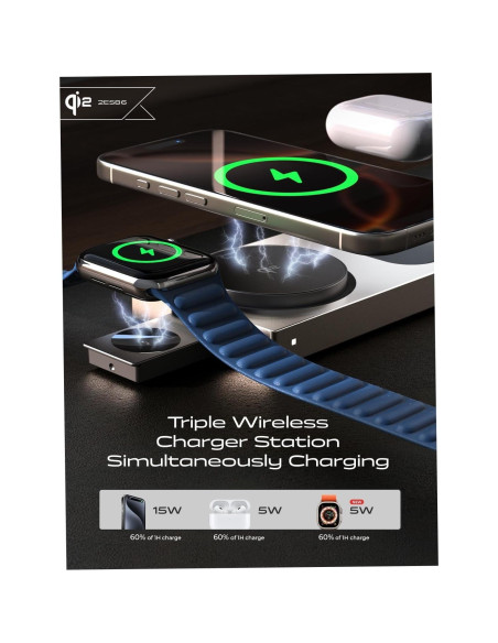 Cargador Inalámbrico 3 en 1 LISEN para iPhone 16 - 15W Qi2