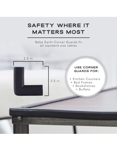 Bebe Earth - Protectores de Esquinas y Bordes para Bebés - 16 Unidades - Seguridad Muebles - Color Negro