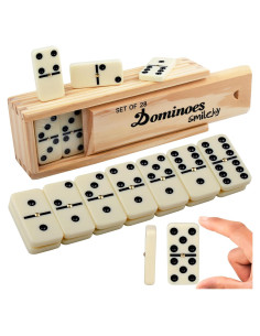Juego de Dominó Doble 6 Smilejoy en Caja de Madera para 2 Jugadores