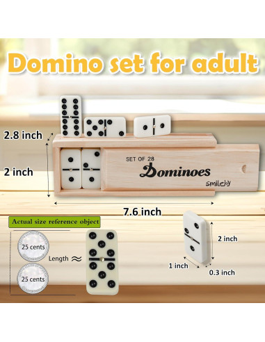 Juego de Dominó Doble 6 Smilejoy en Caja de Madera para 2 Jugadores