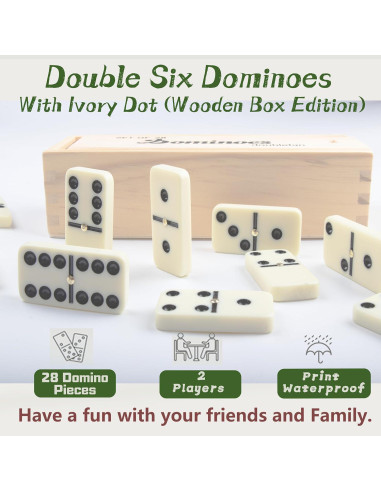 Juego de Dominó Doble 6 Smilejoy en Caja de Madera para 2 Jugadores