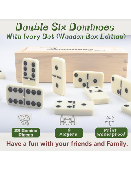 Juego de Dominó Doble 6 Smilejoy en Caja de Madera para 2 Jugadores