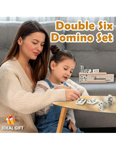 Juego de Dominó Doble 6 Smilejoy en Caja de Madera para 2 Jugadores