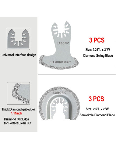 Juego de 6 Cuchillas Oscilantes de Diamante LABOFiC 2.54mm