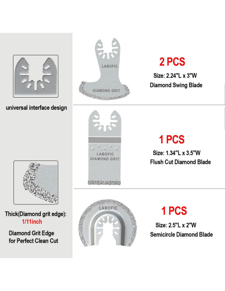 Juego de 4 Hojas de Sierra Oscilante de Diamante LABOFiC Juego de 4 Hojas de Sierra Oscilante de Diamante LABOFiC