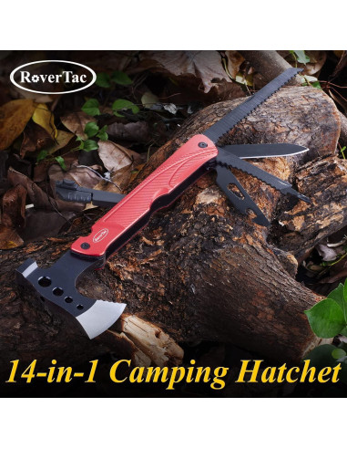 Hacha Multiherramienta RoverTac 14-en-1 para Camping y Supervivencia